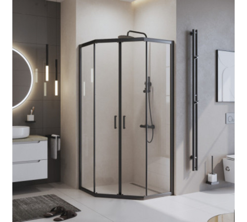 Душевой уголок BelBagno Uno черный 90х90х195 см пятиугольник стекло прозрачное 5 мм (UNO-195-P-2-90-C-NERO) Душевой уголок BelBagno Uno черный 90х90х195 см пятиугольник стекло прозрачное 5 мм (UNO-195-P-2-90-C-NERO)