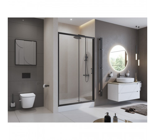 Душевая дверь BelBagno Uno-195 стекло прозрачное 120х195 см профиль черный 5 мм раздвижная (UNO-195-BF-1-120-C-NERO)