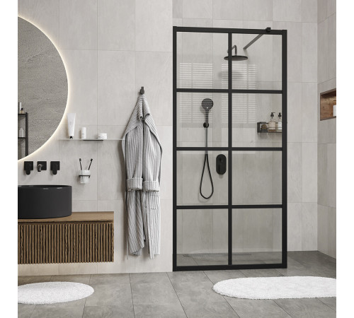 Душевая перегородка Walk in WasserKraft Glan черная 100х200 см стекло прозрачное 8 мм (66W44) Душевая перегородка Walk in WasserKraft Glan черная 100х200 см стекло прозрачное 8 мм (66W44)