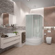 Душевая кабина Erlit Comfort 100х100х215 см стекло матовое 4 мм с высоким поддоном полукруг