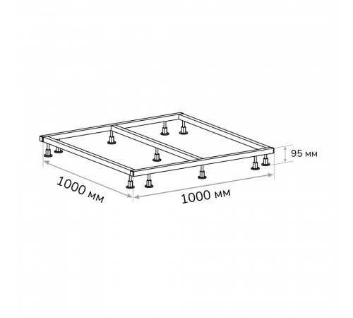 Каркас для поддона Ulitka Volna/Flow металл 100х100х9,5 см квадрат (74104289) Каркас для поддона Ulitka Volna/Flow металл 100х100х9,5 см квадрат (74104289)