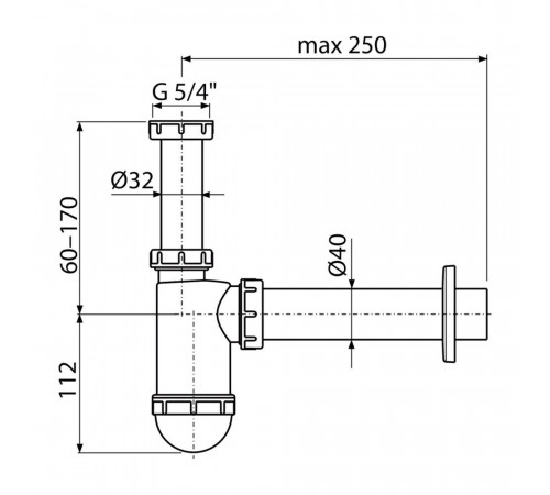 Сифон для раковины Alcadrain 1 1/4х40 мм без выпуска белый (A43/AG210522140)
