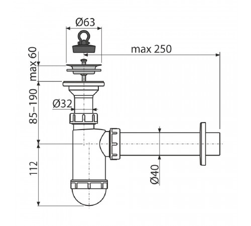 Сифон для раковины Alcadrain 1 1/4х40 мм с выпуском d60 мм белый (A41/AG210512140) Сифон для раковины Alcadrain 1 1/4х40 мм с выпуском d60 мм белый (A41/AG210512140)