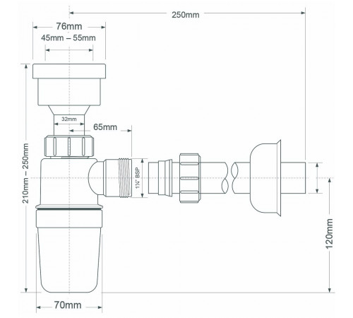 Сифон для писсуара McAlpine 1 1/4х32 мм с отводом с соединением 32 мм (HC2P) Сифон для писсуара McAlpine 1 1/4х32 мм с отводом с соединением 32 мм (HC2P)