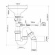 Сифон для раковины и мойки McAlpine 1 1/2х40 мм с выпуском d170 мм с соединением 40/50 мм с разрывом струи (HC8-FUN/2025)