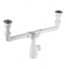 Сифон для двойной мойки McAlpine 1 1/2х40 мм с выпуском d70 мм (MRSK5-A)