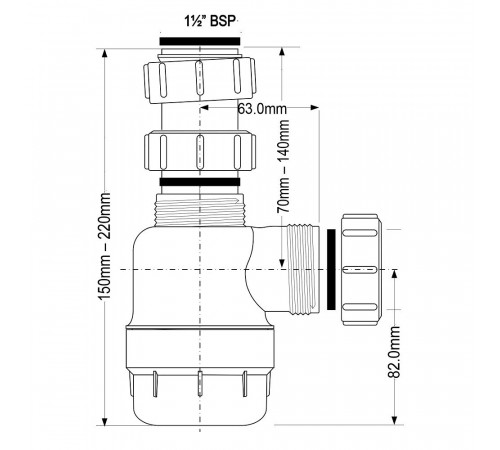 Сифон для раковины и мойки McAlpine 1 1/2х40 мм без выпуска (MRSK2-NW)