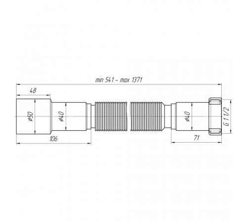 Сифон гофрированный АНИ пласт 1 1/2х40/50 мм (K116DIY) Сифон гофрированный АНИ пласт 1 1/2х40/50 мм (K116DIY)