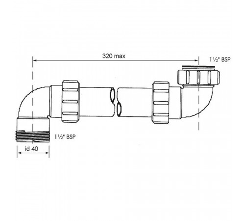 Соединение для сифона McAlpine 1 1/2 32 см белый (HC13L)