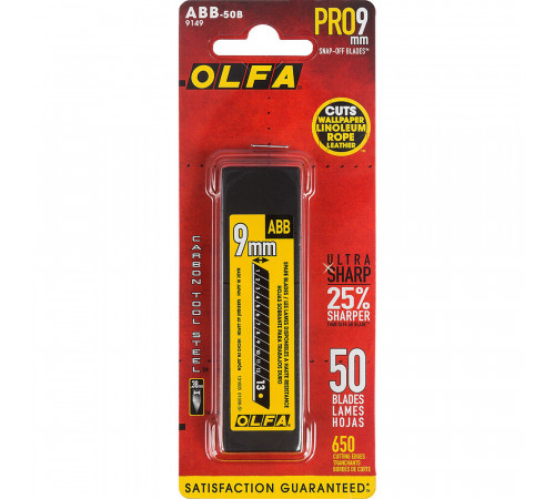 Лезвие для ножа Olfa Black Max 9 мм прямое (50 шт.) Лезвие для ножа Olfa Black Max 9 мм прямое (50 шт.)