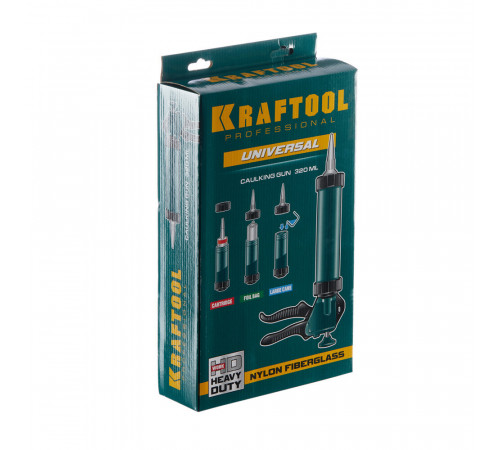 Пистолет для герметика пластиковый закрытый 310 мл Kraftool (06677_z01) с 3 насадками Пистолет для герметика пластиковый закрытый 310 мл Kraftool (06677_z01) с 3 насадками