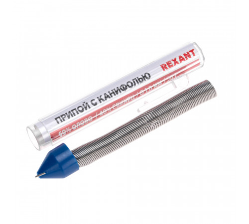 Припой Rexant d1, Sn60 Pb40 Flux 2.2% с канифолью 20 г (09-3103) Припой Rexant d1, Sn60 Pb40 Flux 2.2% с канифолью 20 г (09-3103)