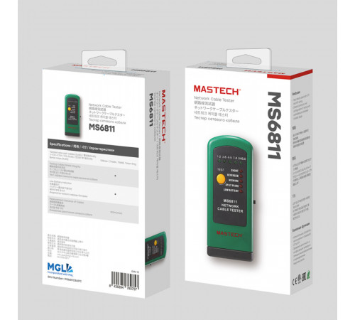 Тестер кабеля с генератором сигнала Mastech MS6811 RJ-45 (13-1224) Тестер кабеля с генератором сигнала Mastech MS6811 RJ-45 (13-1224)