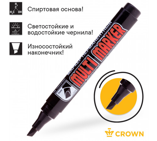 Маркер перманентный Crown Multi Marker Chisel черный грифель 1-5 мм Маркер перманентный Crown Multi Marker Chisel черный грифель 1-5 мм