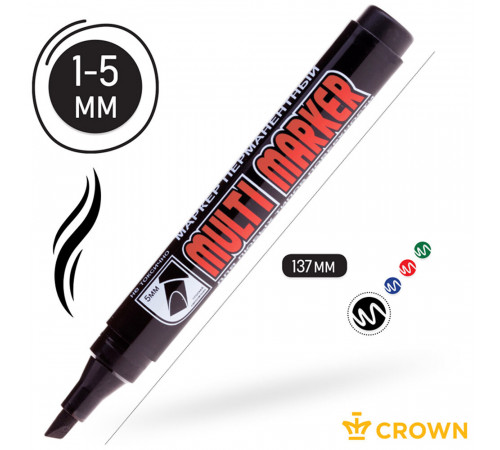 Маркер перманентный Crown Multi Marker Chisel черный грифель 1-5 мм Маркер перманентный Crown Multi Marker Chisel черный грифель 1-5 мм