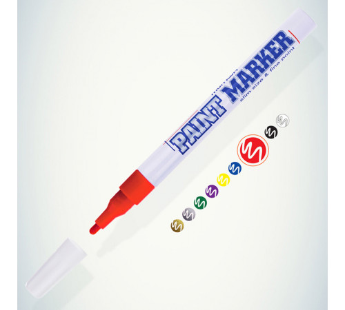 Маркер лаковый для промышленной графики MunHwa Paint Marker Slim красный грифель 2 мм Маркер лаковый для промышленной графики MunHwa Paint Marker Slim красный грифель 2 мм