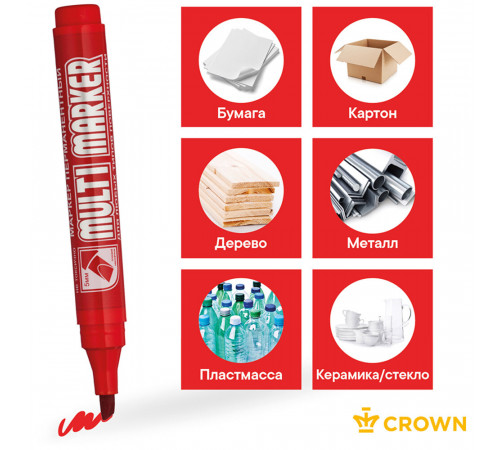 Маркер перманентный для разметки Crown Multi Marker Chisel красный грифель 5 мм Маркер перманентный для разметки Crown Multi Marker Chisel красный грифель 5 мм