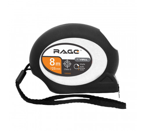 Рулетка Rage by Vira с покрытием soft-touch с автостопом 8 м x 25 мм Рулетка Rage by Vira с покрытием soft-touch с автостопом 8 м x 25 мм