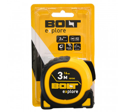 Рулетка Bolt eXplore с автостопом магнитная 3 м x 16 мм