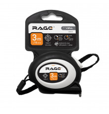 Рулетка Rage by Vira с покрытием soft-touch с автостопом 3 м x 16 мм