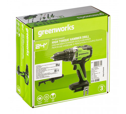 Дрель-шуруповерт ударная аккумуляторная бесщеточная Greenworks GD24DD140 24 В без АКБ и ЗУ (3707607) Дрель-шуруповерт ударная аккумуляторная бесщеточная Greenworks GD24DD140 24 В без АКБ и ЗУ (3707607)