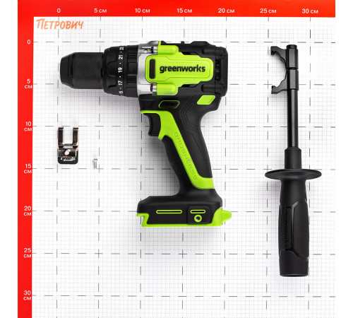 Дрель-шуруповерт ударная аккумуляторная бесщеточная Greenworks GD24DD140 24 В без АКБ и ЗУ (3707607) Дрель-шуруповерт ударная аккумуляторная бесщеточная Greenworks GD24DD140 24 В без АКБ и ЗУ (3707607)