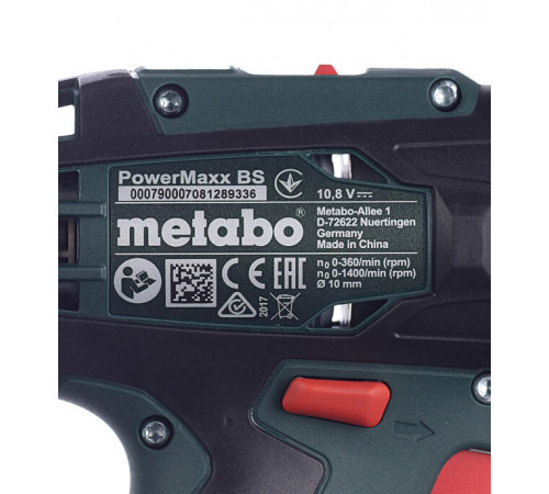 Дрель-шуруповерт аккумуляторная Metabo PowerMaxx BS 12 В 2 Ач Li-Ion 2 АКБ и ЗУ (600080500) Дрель-шуруповерт аккумуляторная Metabo PowerMaxx BS 12 В 2 Ач Li-Ion 2 АКБ и ЗУ (600080500)