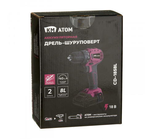 Дрель-шуруповерт аккумуляторная КМ АТОМ 18 В без АКБ и ЗУ (CD-185BL) Дрель-шуруповерт аккумуляторная КМ АТОМ 18 В без АКБ и ЗУ (CD-185BL)