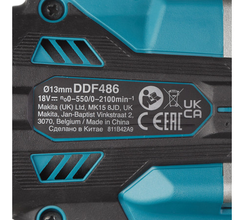 Дрель-шуруповерт аккумуляторная бесщеточная Makita LXT DDF486Z 18 В без АКБ и ЗУ Дрель-шуруповерт аккумуляторная бесщеточная Makita LXT DDF486Z 18 В без АКБ и ЗУ