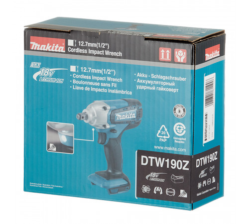 Гайковерт ударный аккумуляторный Makita LXT DTW190Z 18 В без АКБ и ЗУ Гайковерт ударный аккумуляторный Makita LXT DTW190Z 18 В без АКБ и ЗУ