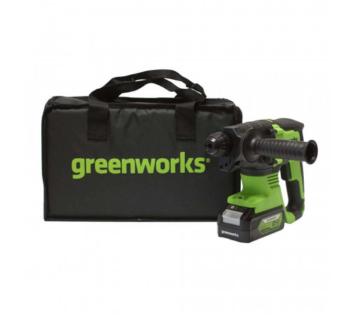 Перфоратор аккумуляторный Greenworks GD24SDS2K4 24 В 2 Дж 1х4Ач Li-Ion SDS-plus с АКБ и ЗУ (3803007UB) Перфоратор аккумуляторный Greenworks GD24SDS2K4 24 В 2 Дж 1х4Ач Li-Ion SDS-plus с АКБ и ЗУ (3803007UB)