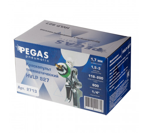 Краскопульт пневматический Pegas Pneumatic HVLP827 1/4 0,6 л (2713) Краскопульт пневматический Pegas Pneumatic HVLP827 1/4 0,6 л (2713)