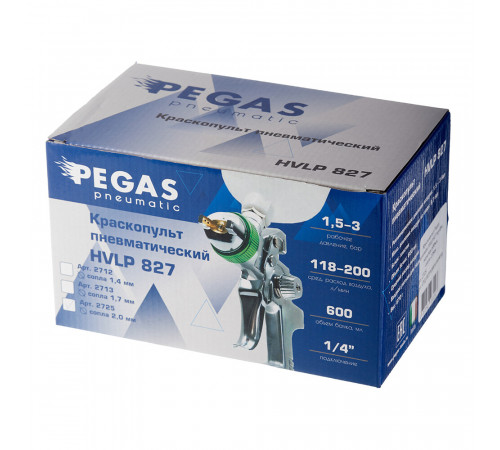 Краскопульт пневматический Pegas Pneumatic HVLP827 1/4 0,6 л (2712)