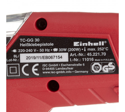 Пистолет клеевой электрический Einhell TC-GG 30 30 Вт (4522170) Пистолет клеевой электрический Einhell TC-GG 30 30 Вт (4522170)
