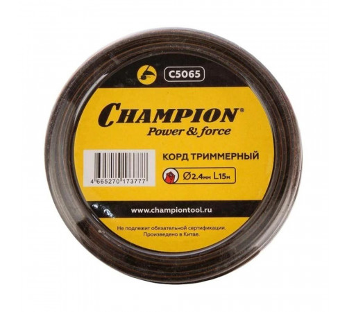 Леска для триммера Champion Nylplus Square квадрат 2,4 мм х 15 м черная (C5065) Леска для триммера Champion Nylplus Square квадрат 2,4 мм х 15 м черная (C5065)