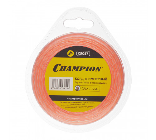 Леска для триммера Champion Square Twist DUO витой квадрат 2,4 мм x 12 м красная (C5057) Леска для триммера Champion Square Twist DUO витой квадрат 2,4 мм x 12 м красная (C5057)