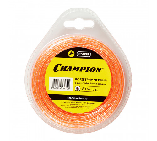 Леска для триммера Champion Square Twist DUO витой квадрат 2 мм х 15 м красная (C5055) Леска для триммера Champion Square Twist DUO витой квадрат 2 мм х 15 м красная (C5055)
