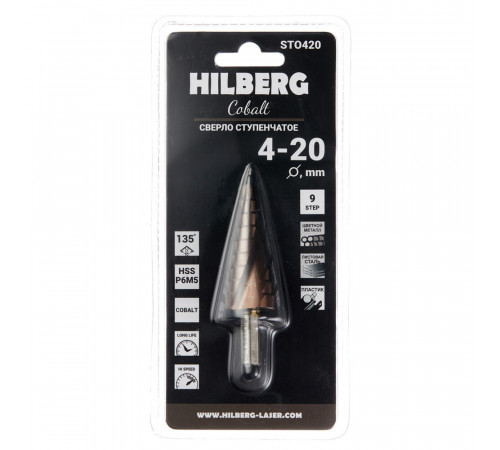 Сверло по металлу ступенчатое спиральное Hilberg 4-20 мм кобальтовое (ST0420) Сверло по металлу ступенчатое спиральное Hilberg 4-20 мм кобальтовое (ST0420)