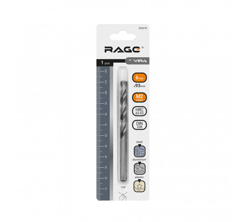 Сверло по металлу спиральное Rage by Vira 6х93 мм (552078) Сверло по металлу спиральное Rage by Vira 6х93 мм (552078)