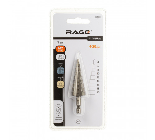Сверло по металлу ступенчатое Rage by Vira 4-20 мм (554300) Сверло по металлу ступенчатое Rage by Vira 4-20 мм (554300)