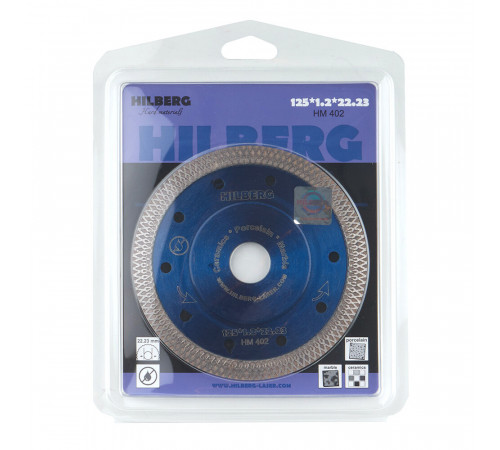 Диск алмазный по керамограниту Hilberg Hard Materials X-type 125x22,2x1,2 мм турбо ультратонкий сухой рез (HM402)