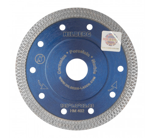 Диск алмазный по керамограниту Hilberg Hard Materials X-type 125x22,2x1,2 мм турбо ультратонкий сухой рез (HM402)