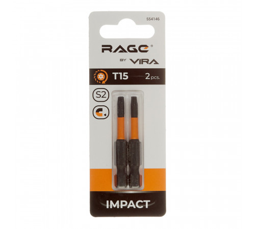 Бита Rage by Vira (554146) TORX T15 магнитная 50 мм торсионная (2 шт.) Бита Rage by Vira (554146) TORX T15 магнитная 50 мм торсионная (2 шт.)