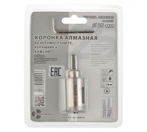 Коронка алмазная Trio-Diamond (400025) по керамограниту d25 мм