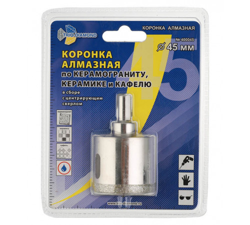 Коронка алмазная Trio-Diamond (400045) по керамограниту d45 мм Коронка алмазная Trio-Diamond (400045) по керамограниту d45 мм