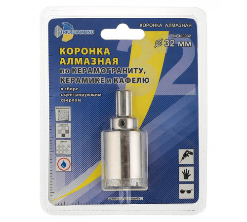 Коронка алмазная Trio-Diamond (400032) по керамограниту d32 мм Коронка алмазная Trio-Diamond (400032) по керамограниту d32 мм