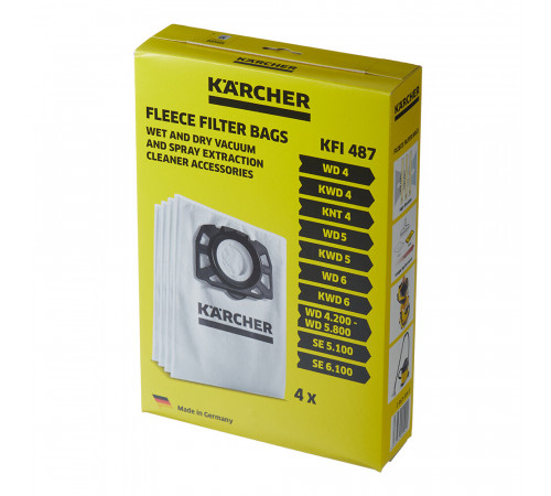 Мешок для пылесоса Karcher (2.863-006.0) 30 л к моделям WD 4/5/6 флис (4 шт.) Мешок для пылесоса Karcher (2.863-006.0) 30 л к моделям WD 4/5/6 флис (4 шт.)