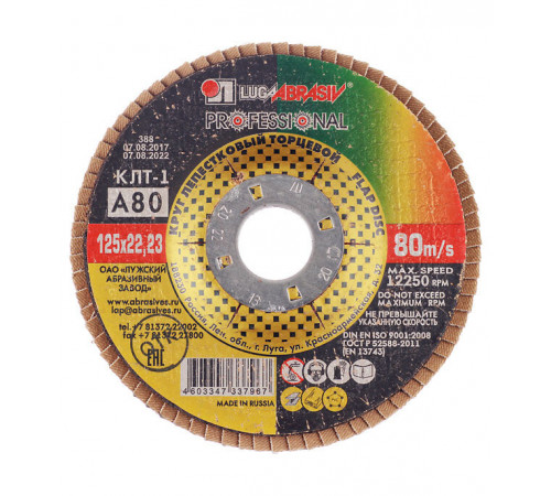 Круг лепестковый по металлу/древесине Луга 125х22,2 мм P80 (7967/2293) Круг лепестковый по металлу/древесине Луга 125х22,2 мм P80 (7967/2293)