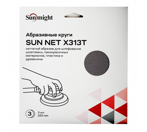Диск шлифовальный Sunmight Sun Net d225 мм P320 на липучку сетчатая основа (3 шт.) (83414R3) Диск шлифовальный Sunmight Sun Net d225 мм P320 на липучку сетчатая основа (3 шт.) (83414R3)