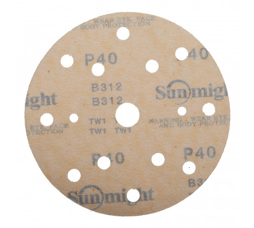 Диск шлифовальный Sunmight Gold d150 мм P40 на липучку бумажная основа (5 шт.) Диск шлифовальный Sunmight Gold d150 мм P40 на липучку бумажная основа (5 шт.)
